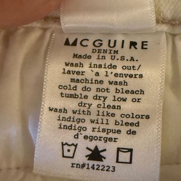 NWOT McGuire Carmina Slim Jean in Off White Denim with Tan Stitching. Size 26. - Picture 9 of 11